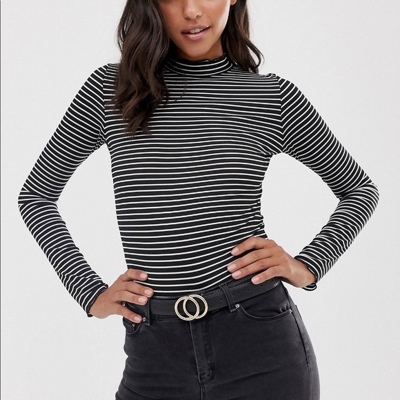 asos black and white striped top